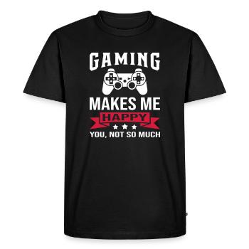 Le jeu me rend heureux - T-shirt Premium bio Homme - noir - Devant - Nico (187cm)
