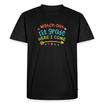 PREMIÈRE JOURNÉE D’ÉCOLE DE 1ÈRE ANNÉE RETOUR À L’ÉCOLE ABC DICTONS - T-shirt Premium bio Homme - noir - Devant - Nico (187cm)