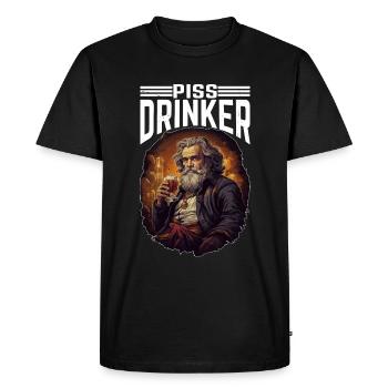 Piss Drinker 40 - Men's Premium Organic T-Shirt - black - Front - Nico (187cm)