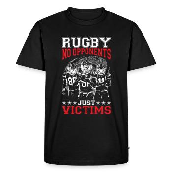 Rugby Pas d’adversaires, juste des victimes 4 - T-shirt Premium bio Homme - noir - Devant - Nico (187cm)