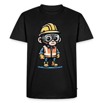 Cute Monkey Construction Worker - Men's Premium Organic T-Shirt - black - Front - Nico (187cm)
