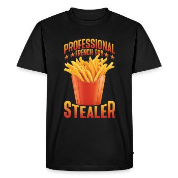 Voleur de frites professionnel 5 - T-shirt Premium bio Homme - noir - Devant - Nico (187cm)