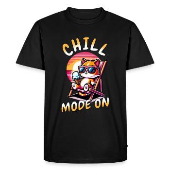 Chill Mode On - Cool Cat on the Beach - Men's Premium Organic T-Shirt - black - Front - Nico (187cm)
