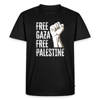Libérez Gaza Libérez la Palestine - T-shirt Premium bio Homme - noir - Devant - Nico (187cm)