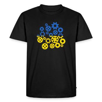Drapeau de l’Ukraine Engrenages Drapeau ukrainien - T-shirt Premium bio Homme - noir - Devant - Nico (187cm)