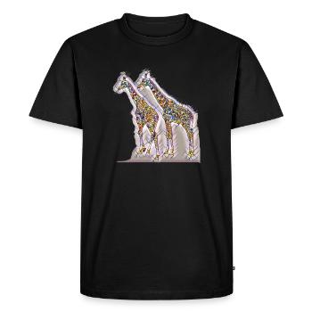 Art print giraffes free colored - Men's Premium Organic T-Shirt - black - Front - Nico (187cm)