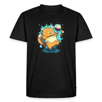 Mignon ivre dessin animé Chat - T-shirt Premium bio Homme - noir - Devant - Nico (187cm)