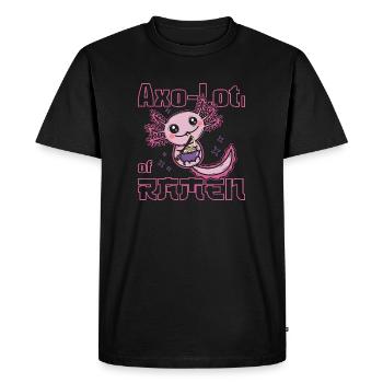Axolotl eating ramen - Men's Premium Organic T-Shirt - black - Front - Nico (187cm)