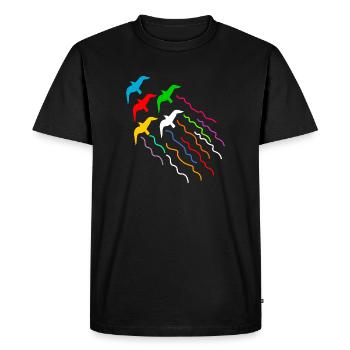 magical flying birds with trail - Men's Premium Organic T-Shirt - black - Front - Nico (187cm)