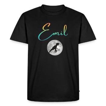 EMIL - Beau prénom de garçon avec dinosaure - T-shirt Premium bio Homme - noir - Devant - Nico (187cm)