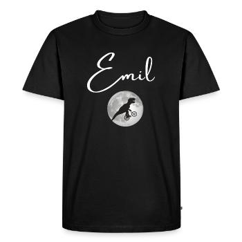 EMIL - Beau prénom de garçon avec dinosaure - T-shirt Premium bio Homme - noir - Devant - Nico (187cm)