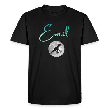 EMIL - Beau prénom de garçon avec dinosaure - T-shirt Premium bio Homme - noir - Devant - Nico (187cm)
