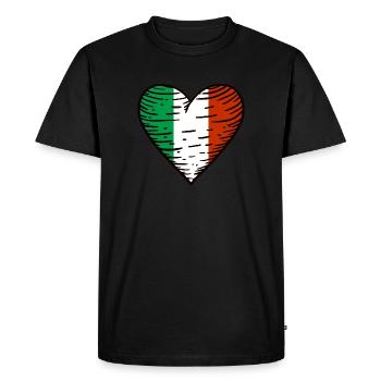 Italy Flag Heart Italian Flag Italia - Men's Premium Organic T-Shirt - black - Front - Nico (187cm)