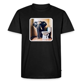 Éléphant debout dans les toilettes - T-shirt Premium bio Homme - noir - Devant - Nico (187cm)