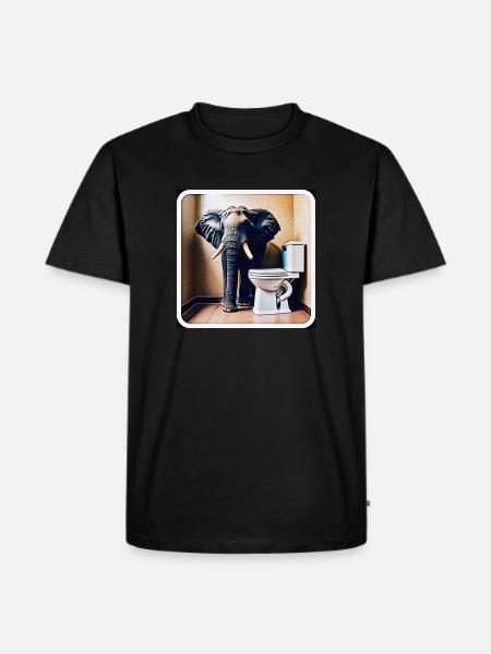 Elephant standing in the toilet - Men's Premium Organic T-Shirt - black