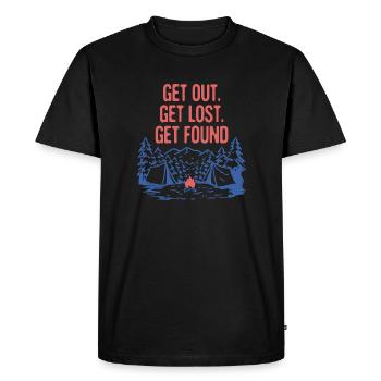 Sortir Se perdre Se retrouver Camping Faune - T-shirt Premium bio Homme - noir - Devant - Nico (187cm)