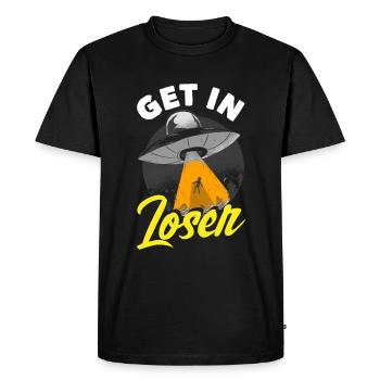 Get In Loser Science Fiction Alien - Men's Premium Organic T-Shirt - black - Front - Nico (187cm)