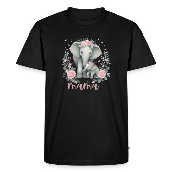 Maman coeur Floral Couronne éléphant Baby Shower - T-shirt Premium bio Homme - noir - Devant - Nico (187cm)