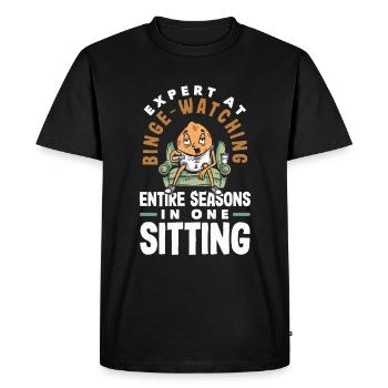 Expert en binge-watching de Funny Potato - T-shirt Premium bio Homme - noir - Devant - Nico (187cm)
