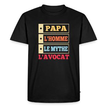Papa l'homme le mythe l'avocat t-shirt - T-shirt Premium bio Homme - noir - Devant - Nico (187cm)