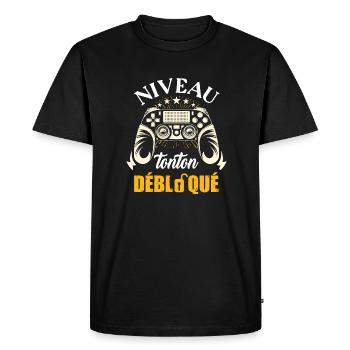 Niveau tonton débloqué annonce grossesse oncle - T-shirt Premium bio Homme - noir - Devant - Nico (187cm)