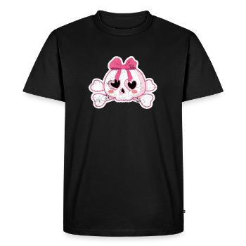 SKULL PINK ROCK ROLL PINUP 50s MOTIFS GIFT - Men's Premium Organic T-Shirt - black - Front - Nico (187cm)