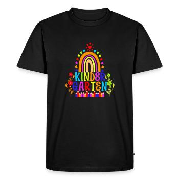 Kindergarten Teacher Gift Rainbow Text Graphic - Men's Premium Organic T-Shirt - black - Front - Nico (187cm)