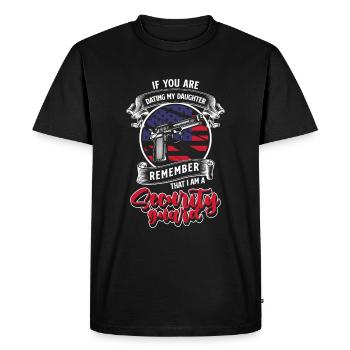 Videur d’agent de sécurité - T-shirt Premium bio Homme - noir - Devant - Nico (187cm)
