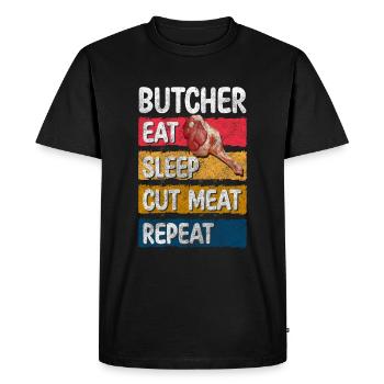 Butcher Meat Pork Work - Men's Premium Organic T-Shirt - black - Front - Nico (187cm)