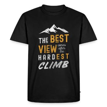 Mountaineer Nature Man Hike Destination - Men's Premium Organic T-Shirt - black - Front - Nico (187cm)