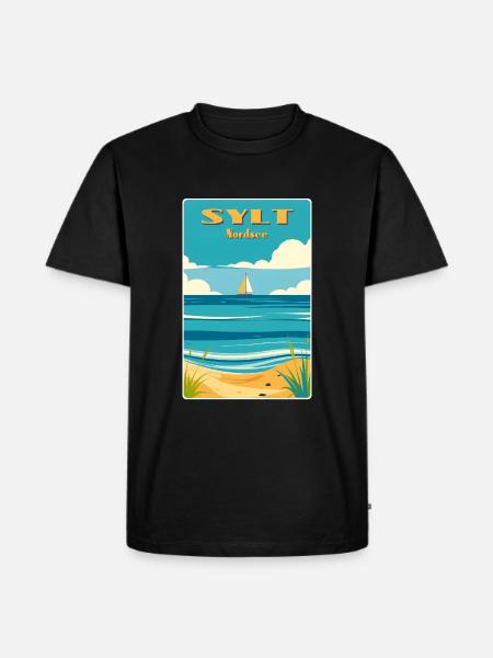 Sylt Nordsee - Männer Premium Bio T-Shirt - Schwarz