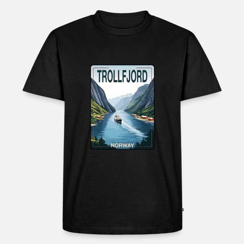 Trollfjord - Männer Premium Bio T-Shirt - Schwarz