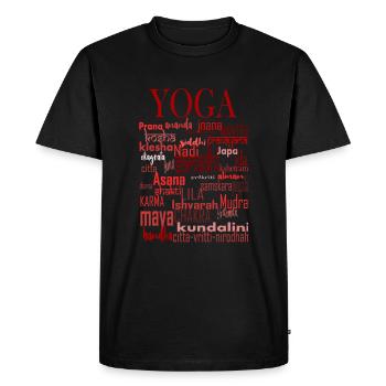 Yoga words red - T-shirt Premium bio Homme - noir - Devant - Nico (187cm)