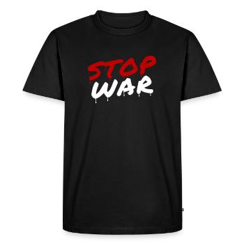 STOP WAR - Men's Premium Organic T-Shirt - black - Front - Nico (187cm)