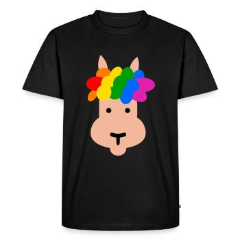 Llama with rainbow hairstyle - Men's Premium Organic T-Shirt - black - Front - Nico (187cm)