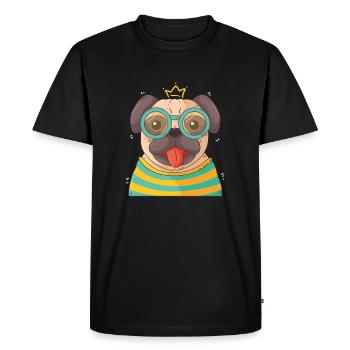 Petit carlin / chien élégant avec des lunettes - T-shirt Premium bio Homme - noir - Devant - Nico (187cm)