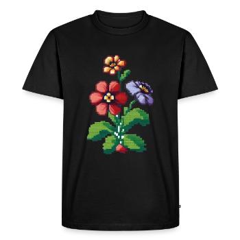 Pixel Art Flowers - Men's Premium Organic T-Shirt - black - Front - Nico (187cm)