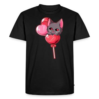 Mignon Chat Sucette Couple Saint-Valentin - T-shirt Premium bio Homme - noir - Devant - Nico (187cm)