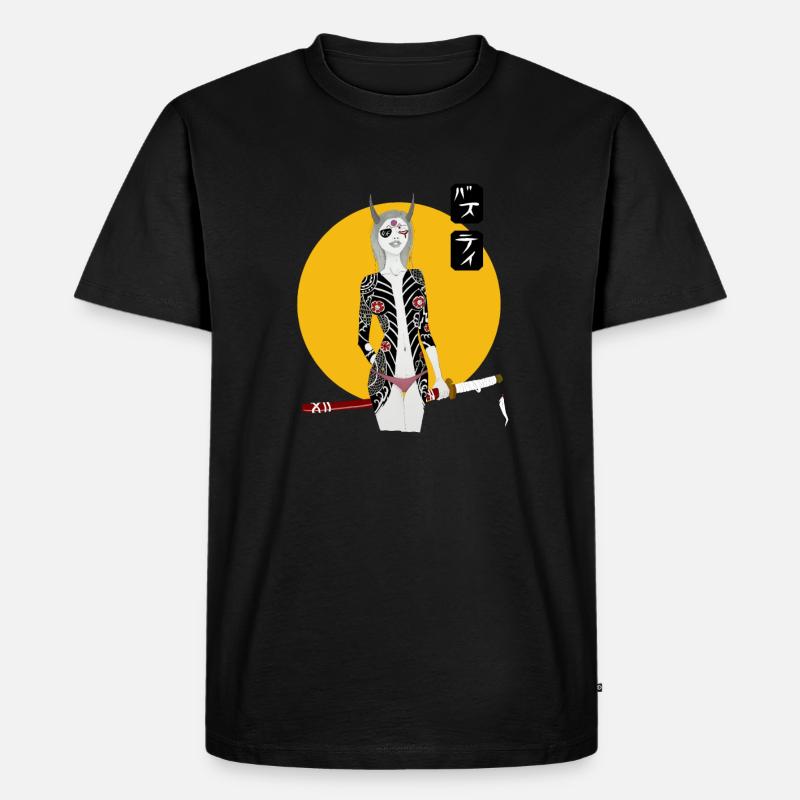 Oni Samurai - Männer Premium Bio T-Shirt - Schwarz