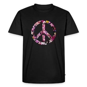 Signe de paix fleuri - T-shirt Premium bio Homme - noir - Devant - Nico (187cm)