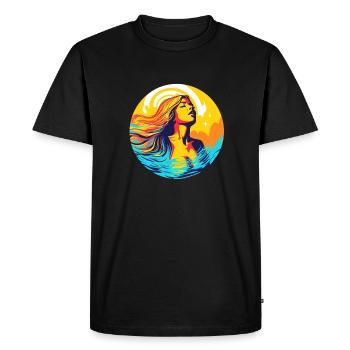 Summertime - Woman enjoys the sun - Men's Premium Organic T-Shirt - black - Front - Nico (187cm)