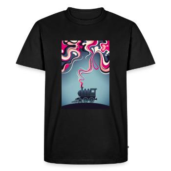 Locomotive Railway Train driver Vehicle Railway Steam locomotive - Men's Premium Organic T-Shirt - black - Front - Nico (187cm)