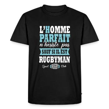 Rugby sport joueur de rugby rugbyman rugbymen - T-shirt Premium bio Homme - noir - Devant - Nico (187cm)