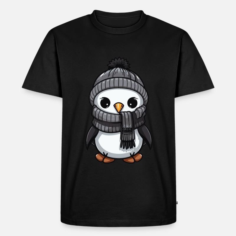 Pinguin Winter Comic Niedlich - Männer Premium Bio T-Shirt - Schwarz