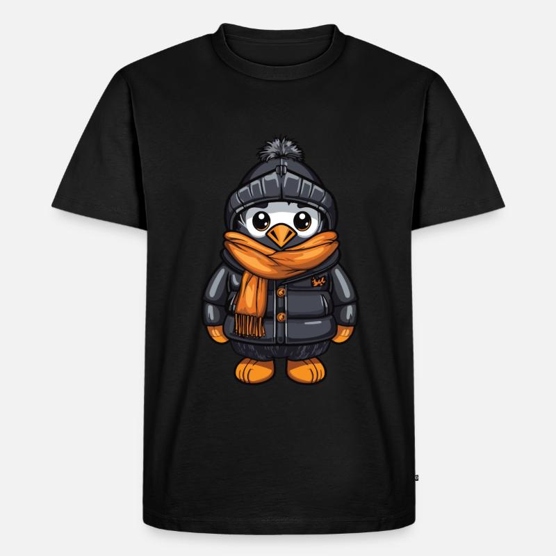 Pinguin Comic Niedlich Winter - Männer Premium Bio T-Shirt - Schwarz