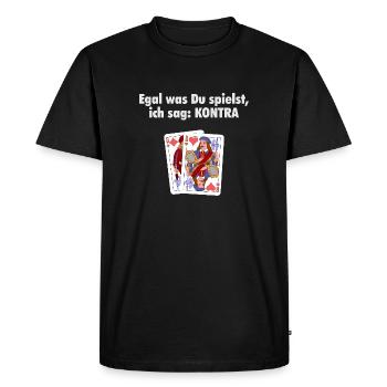 SKAT – Ich sag KONTRA Kartenspiel Trumpf Bube - Männer Premium Bio T-Shirt - Schwarz - Vorne - Nico (187cm)