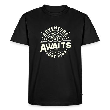 Das Abenteuer wartet, fahr einfach los - Männer Premium Bio T-Shirt - Schwarz - Vorne - Nico (187cm)
