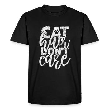 Les poils de chat s’en fichent - Drôles de dictons de chat - T-shirt Premium bio Homme - noir - Devant - Nico (187cm)