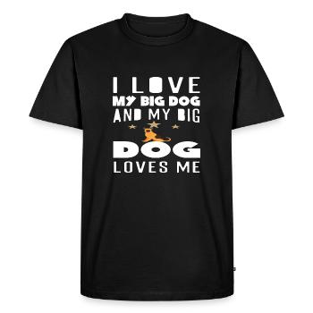 J'aime mon gros chien et mon grand chien m'aime - T-shirt Premium bio Homme - noir - Devant - Nico (187cm)