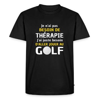 thérapie golf / humour golfeur - T-shirt Premium bio Homme - noir - Devant - Nico (187cm)